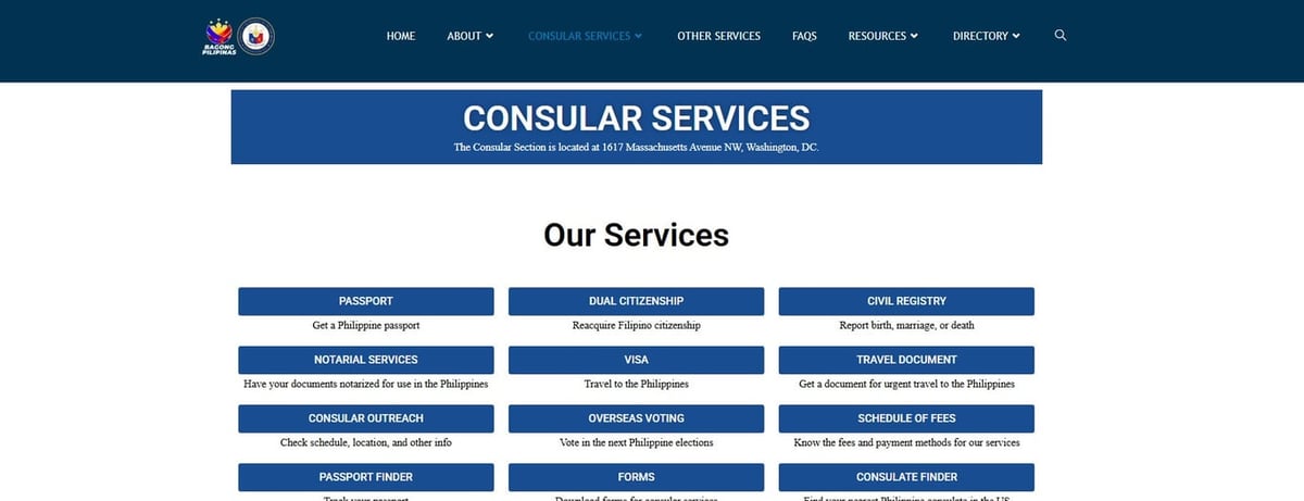 Consular Section of the Embassy of the Republic of the Philippines - Washington D.C.